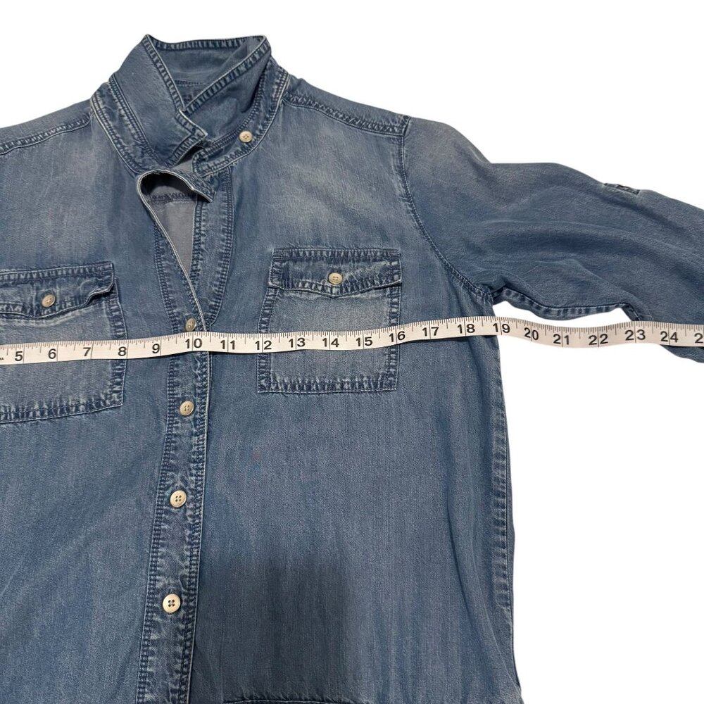 Club Monaco Women's Blue 3/4 Sleeve Button Down Denim Dress Size 0 - Picture 6 of 11